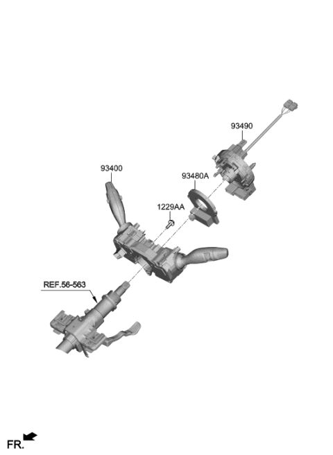 2020 Hyundai Veloster N Clock Spring Contact Assembly Diagram for 93490-J3140