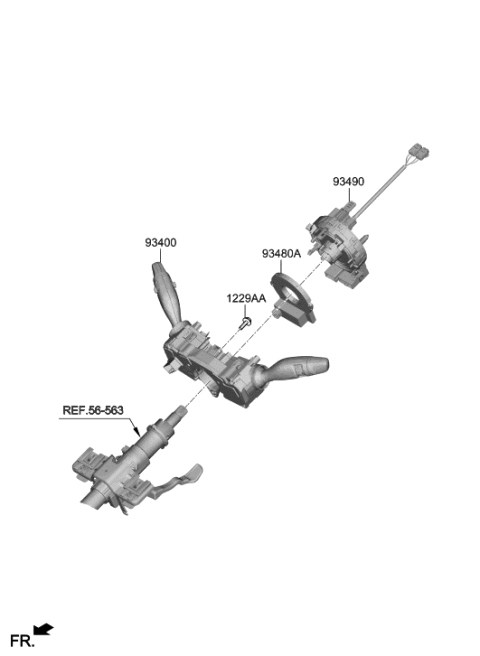 2023 Hyundai Ioniq 6 Clock Spring Contact Assembly Diagram for 93490-J3140