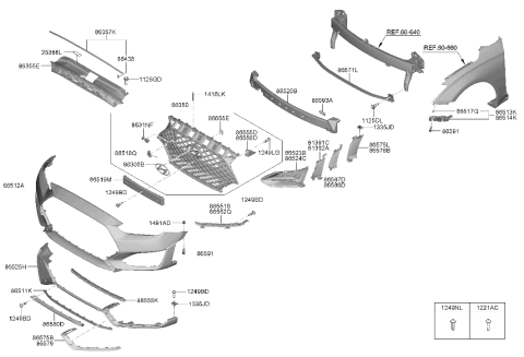 2020 Hyundai Veloster N MOULDING-Front Bumper,Ctr Diagram for 86550-K9000