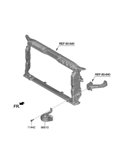2020 Hyundai Veloster N Horn Assembly-Low Pitch Diagram for 96611-K9100