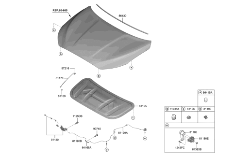 2018 Hyundai Sonata Hybrid Latch Assembly-Hood Diagram for 81130-K9000