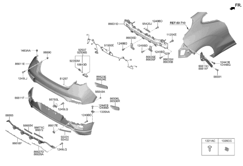 2019 Hyundai Veloster N Side Repeater Bulb Holder Assembly Diagram for 92350-4H000