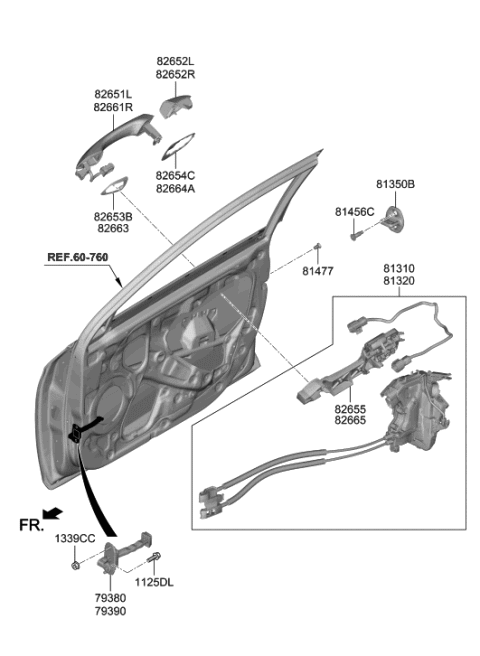 2006 Hyundai Elantra LATCH ASSY-FRONT DOOR,LH Diagram for 81310-J3012
