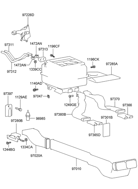 2005 Hyundai XG350 Cover Assembly-Under Diagram for 97285-38000-ZK