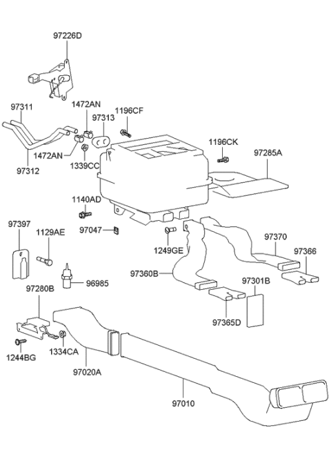 2005 Hyundai XG350 Heater System-Control & Duct Diagram 1