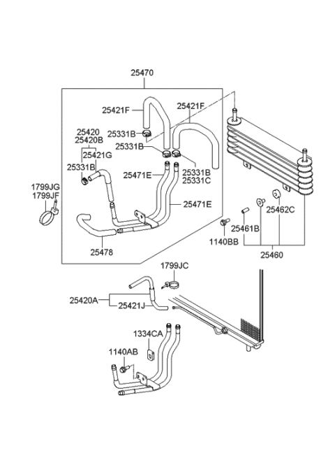 2022 Hyundai Elantra Hose Assembly-Automatic Transaxle Oil Cooling(Retu Diagram for 25420-39505