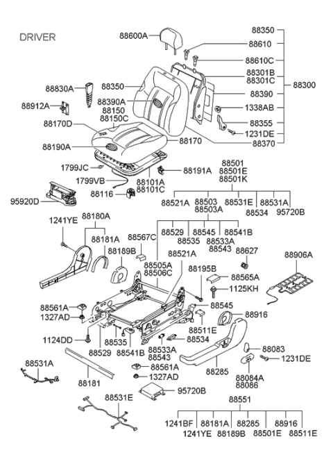 2003 Hyundai XG350 Front Seat Diagram 2