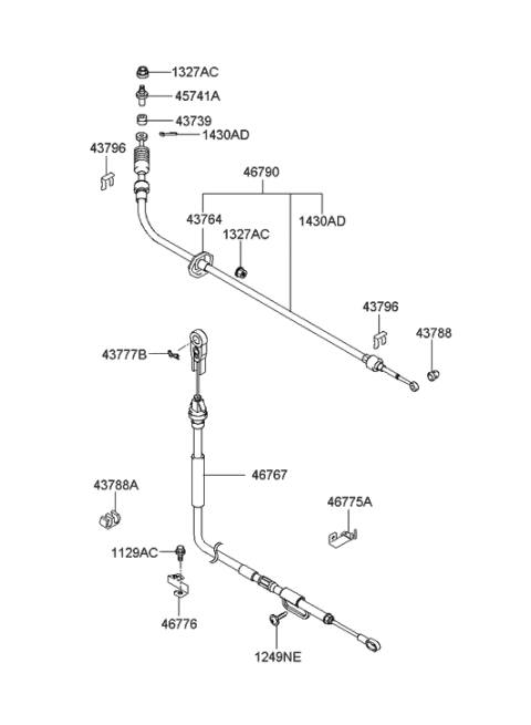 2001 Hyundai XG300 Bracket-Clip Diagram for 46776-39000