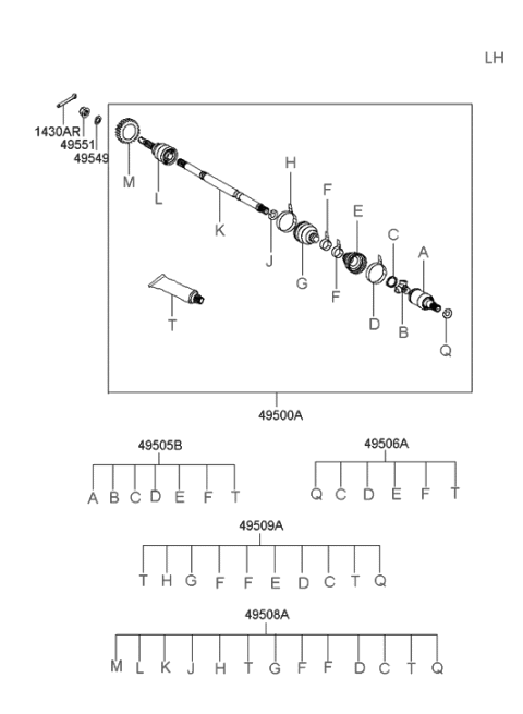 2000 Hyundai XG300 Joint Kit-Front Axle Differential Side LH Diagram for 49505-39800