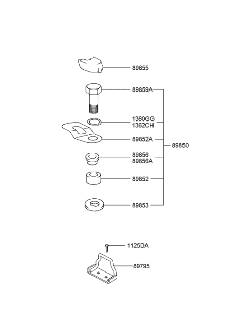 2000 Hyundai XG300 Holder-Child Rest Hook Diagram for 89851-29000