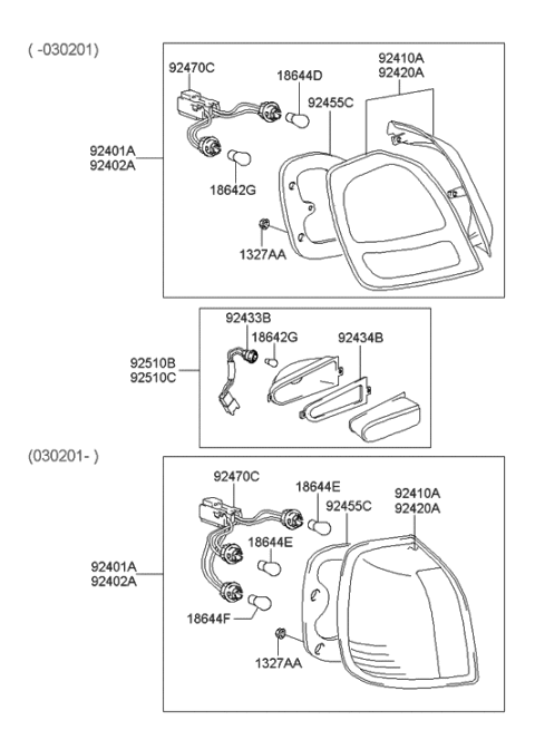 2002 Hyundai XG350 Rear Combination Lamp Diagram