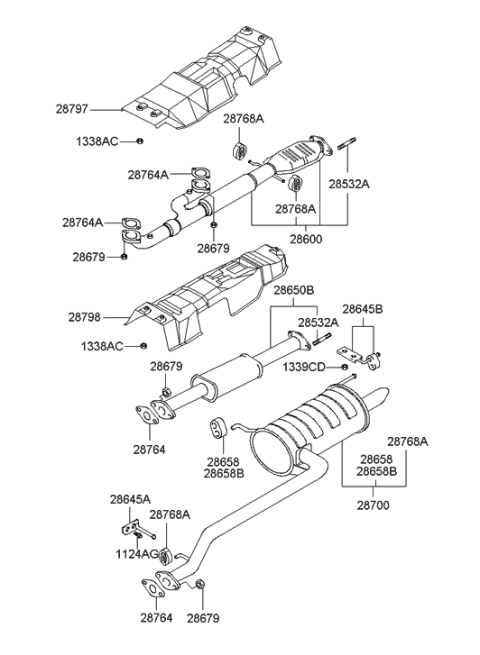 2003 Hyundai XG350 Muffler & Exhaust Pipe Diagram