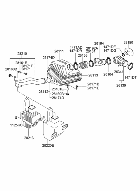 2022 Hyundai Elantra Sensor Assembly-Air Flow Diagram for 28100-39400