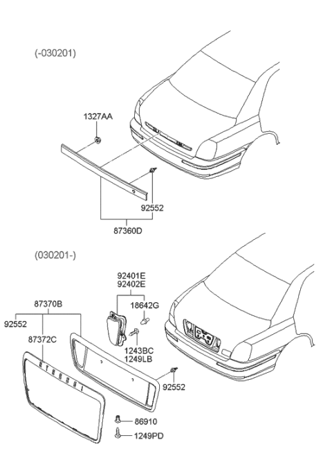 2001 Hyundai XG300 Lamp Assembly-Back Up,LH Diagram for 92401-39720