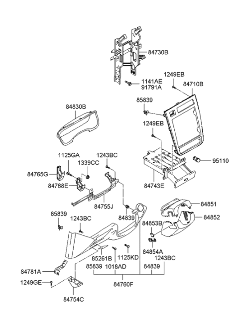 2000 Hyundai XG300 Steering Column Upper Shroud Diagram for 84850-39000-ZK