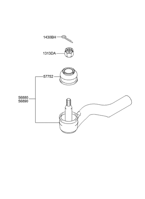 2002 Hyundai XG350 End Assembly-Tie Rod,LH Diagram for 56820-38000