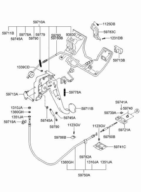 2004 Hyundai XG350 Parking Brake Diagram 1