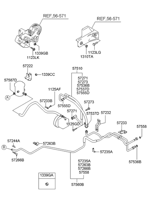 2003 Hyundai XG350 Tube Complete-Return Diagram for 57560-39010