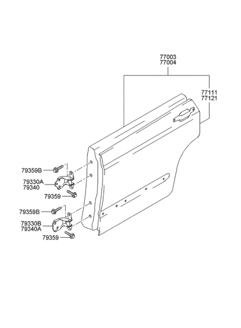 2004 Hyundai XG350 Hinge Assembly-Rear Door Upper,LH Diagram for 79410-39001