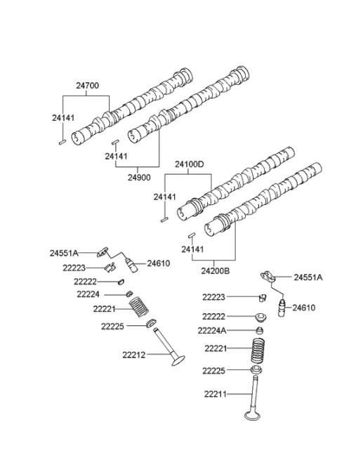 2005 Hyundai XG350 Valve-Exhaust Diagram for 22212-35510