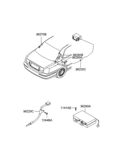 2005 Hyundai XG350 Amplifier Assembly-Glass Antenna(Divider) Diagram for 96280-39000