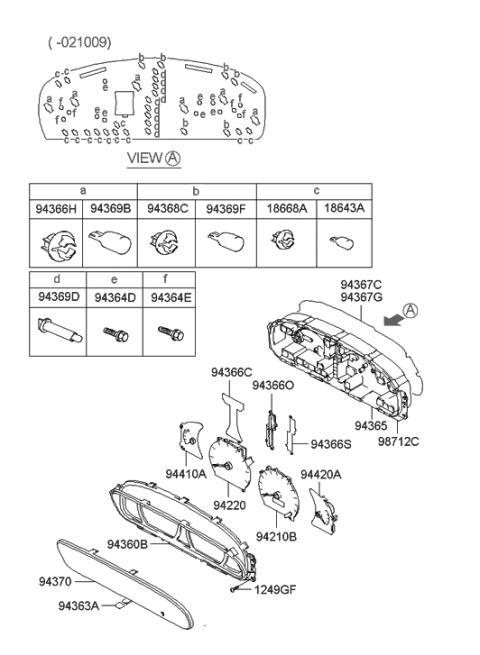 2023 Hyundai Elantra SPEEDOMETER Assembly(Mph) Diagram for 94210-39010