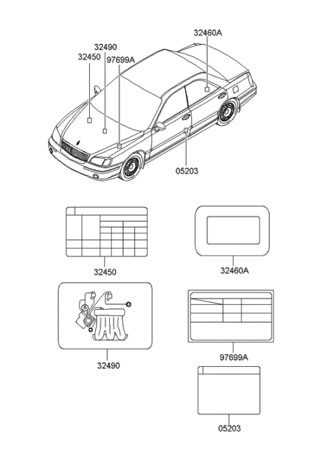 2005 Hyundai XG350 Label-Vacuum Hose Routing Diagram for 32490-39000