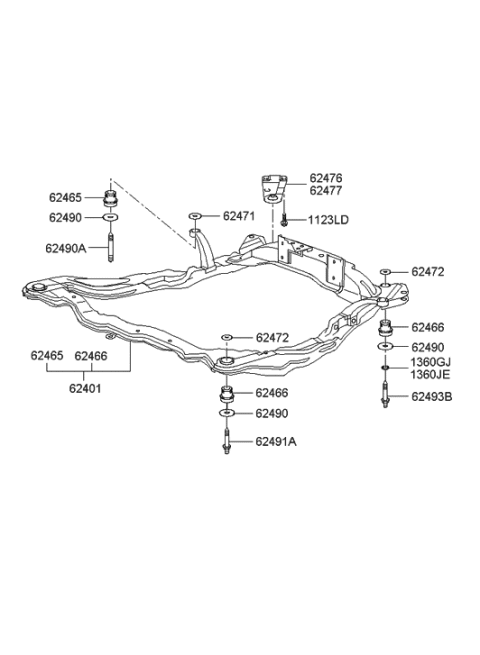 2002 Hyundai XG350 Crossmember Complete Diagram for 62405-39002