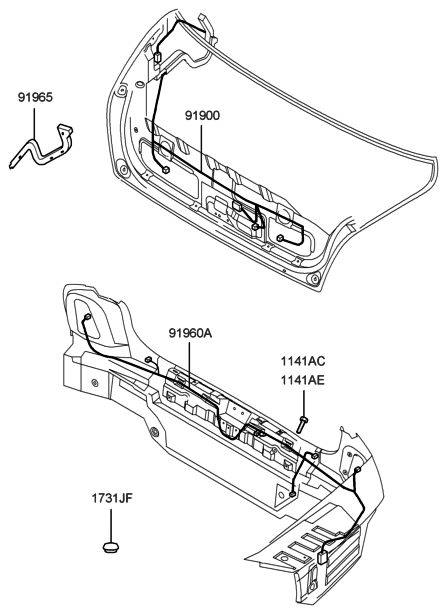 2003 Hyundai XG350 Wiring Assembly-Trunk Lid Diagram for 91805-39012