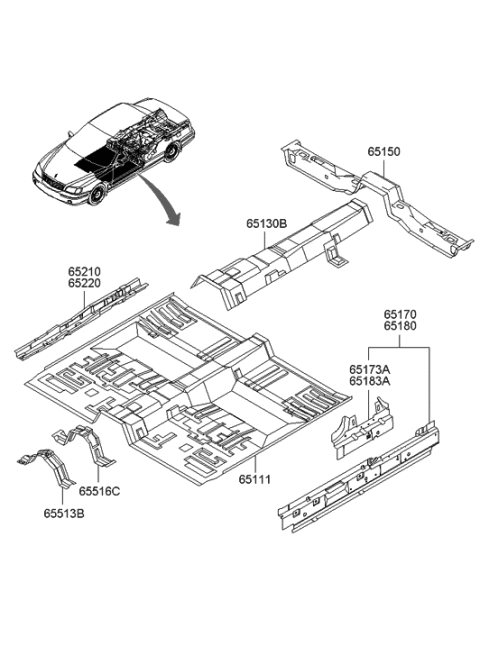 2005 Hyundai XG350 Floor Panel Diagram 1