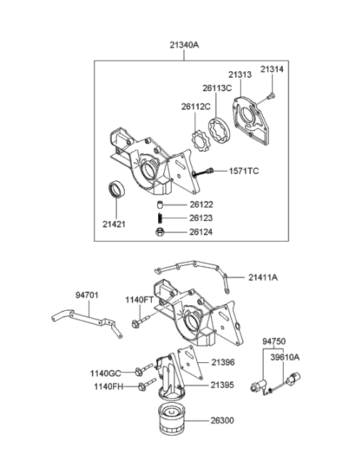 2005 Hyundai XG350 Front Case Diagram