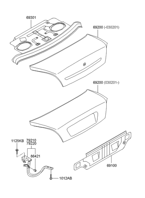 2004 Hyundai XG350 Panel Assembly-Rear Package Tray Diagram for 69300-39510