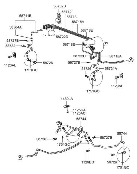 2005 Hyundai XG350 Hose-Brake Front,LH Diagram for 58731-39001