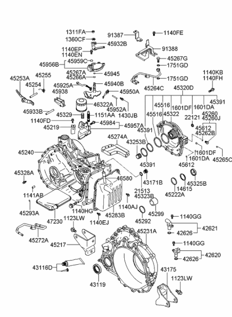 2023 Hyundai Elantra Bracket-Roll Support,Front Diagram for 45220-39500