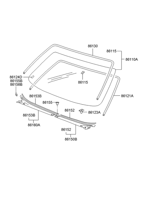 2003 Hyundai XG350 Strip-Cowl Top Cover Upper,LH Diagram for 86153-39000