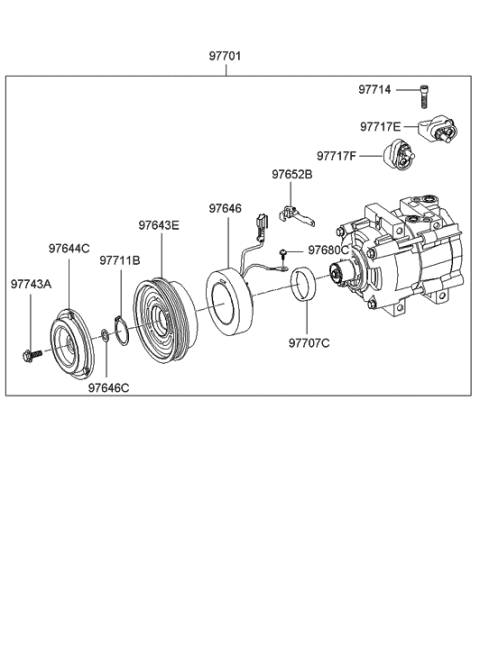 2022 Hyundai Elantra Reman A/C Compressor Diagram for 97701-39881-RM