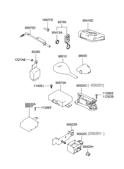 2005 Hyundai XG350 Module Assembly-Time Alarm & Receiver Diagram for 95400-39600