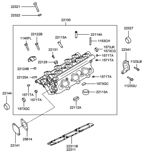 2000 Hyundai XG300 Cylinder Head Diagram 1