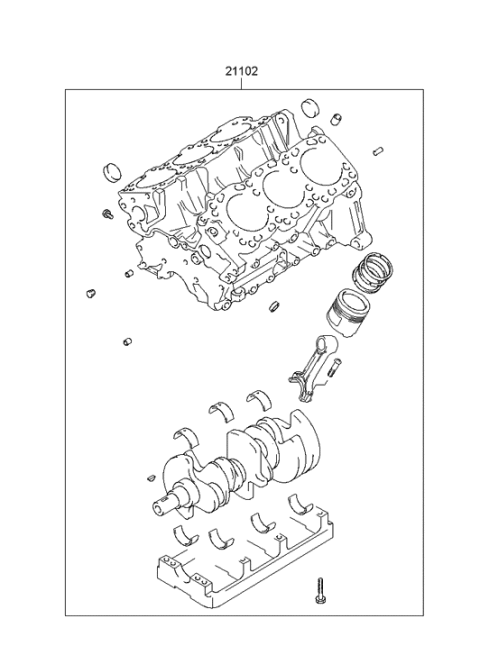 2002 Hyundai XG350 Short Engine Assy Diagram