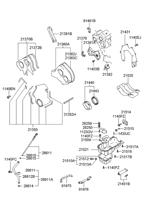 2023 Hyundai Elantra Gasket-Timing Belt C Diagram for 21372-39001
