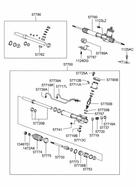 2003 Hyundai XG350 Power Steering Gear Box Diagram