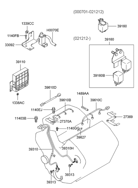 2023 Hyundai Elantra Sensor-Crankshaft Angle Diagram for 39310-39010