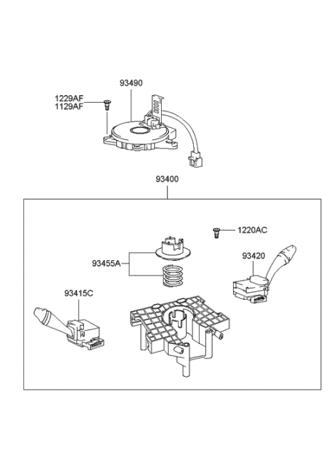 2005 Hyundai XG350 Switch Assembly-Lighting & Turn Signal Diagram for 93410-39001