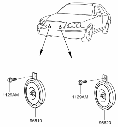 2005 Hyundai XG350 Horn Assembly-Low Pitch Diagram for 96611-39000