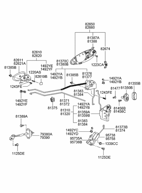 2002 Hyundai XG350 Housing-Front Door Inside Handle Diagram for 82611-39000-LK