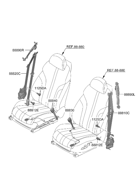 2018 Hyundai Accent S/BELT ASSY-FR RH Diagram for 888B0-JI500-NWA