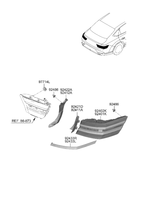 2023 Hyundai Genesis Electrified G80 Rear Combination Lamp Diagram