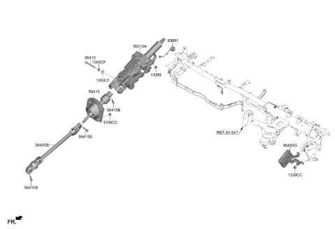 2023 Hyundai Genesis Electrified G80 Steering Column & Shaft Diagram