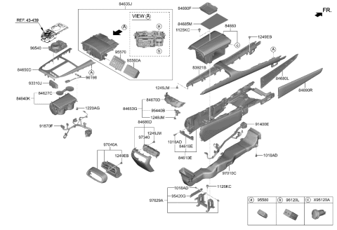 2023 Hyundai Genesis Electrified G80 ARMREST ASSY-CONSOLE Diagram for 84660-T1100-GLW