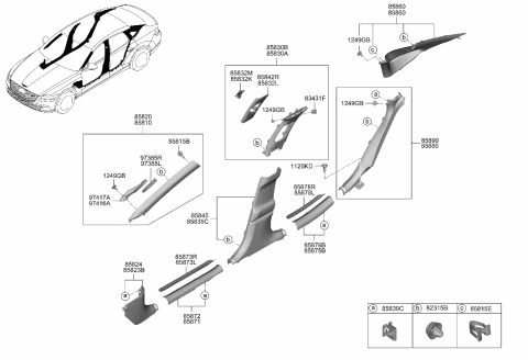 2023 Hyundai Genesis Electrified G80 Interior Side Trim Diagram
